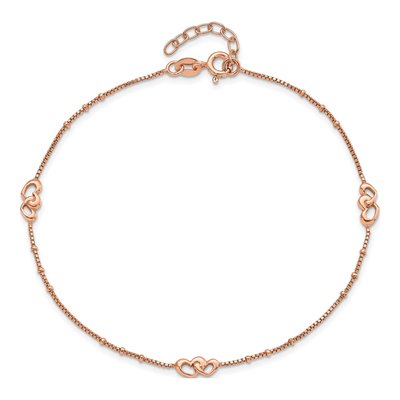Rose Gold-Plated Sterling Silver Interlocked Hearts Anklet – view 5