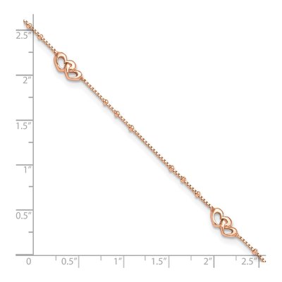 Rose Gold-Plated Sterling Silver Interlocked Hearts Anklet – view 8