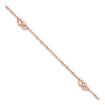 Rose Gold-Plated Sterling Silver Interlocked Hearts Anklet