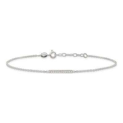 Sterling Silver CZ Bar Anklet – view 3