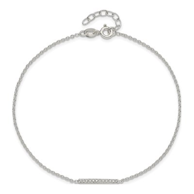 Sterling Silver CZ Bar Anklet – view 4