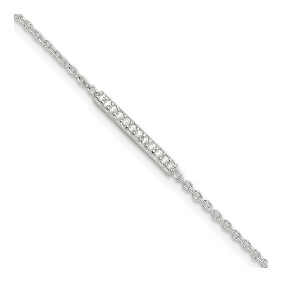 Sterling Silver CZ Bar Anklet