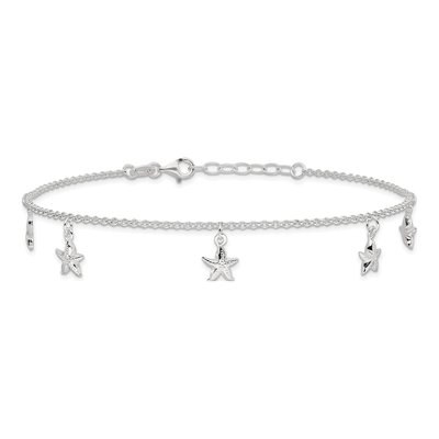 Sterling Silver Starfish Dangle Anklet – view 4