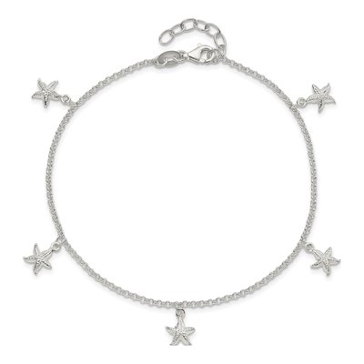 Sterling Silver Starfish Dangle Anklet – view 5