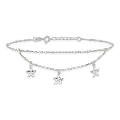 Sterling Silver 2-Strand Starfish Anklet – view 4