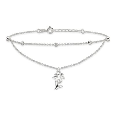 Sterling Silver Palm Tree Anklet – view 4