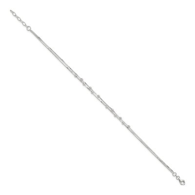 Sterling Silver 0.8mm Beaded 2-Strand Chain Anklet – view 3