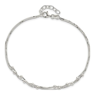 Sterling Silver 0.8mm Beaded 2-Strand Chain Anklet – view 5