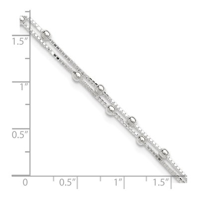 Sterling Silver 0.8mm Beaded 2-Strand Chain Anklet – view 8