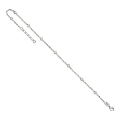 Sterling Silver CZ Bezel Station Anklet – view 5