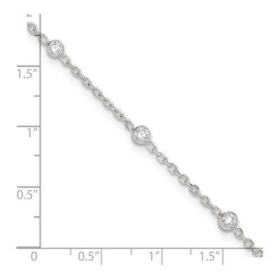 Sterling Silver CZ Bezel Station Anklet – view 7