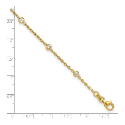 Gold-Plated Sterling Silver CZ Station Anklet – view 5