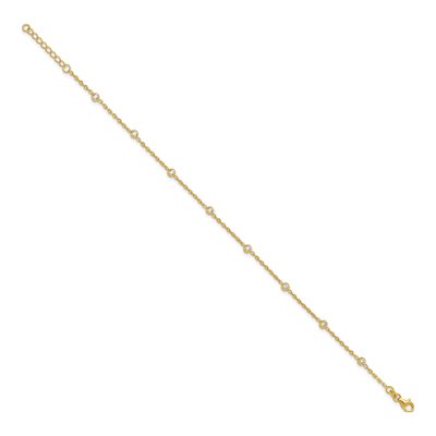 Gold-Plated Sterling Silver CZ Station Anklet – view 2