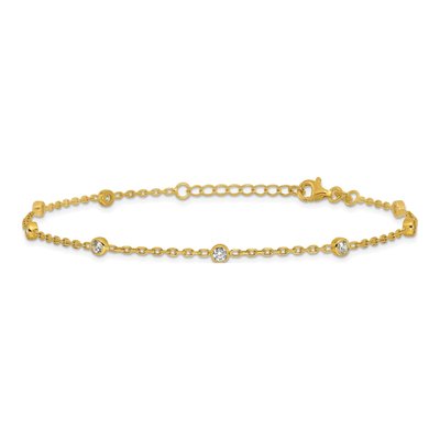Gold-Plated Sterling Silver CZ Station Anklet – view 3