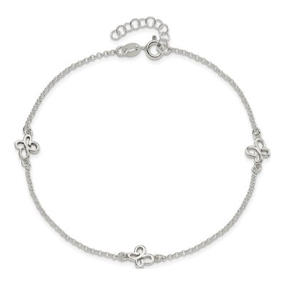 Sterling Silver Butterfly Station Anklet – view 5