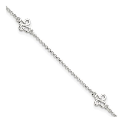 Sterling Silver Butterfly Station Anklet