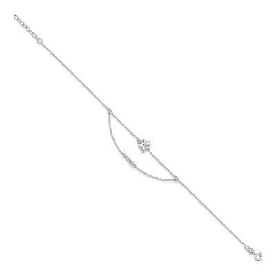 Sterling Silver Butterfly Beaded Anklet – view 3