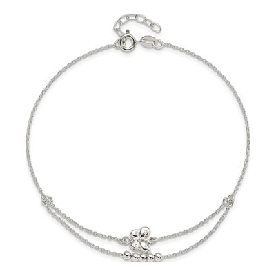 Sterling Silver Butterfly Beaded Anklet – view 4