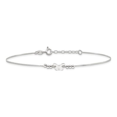 Sterling Silver Butterfly Anklet – view 4