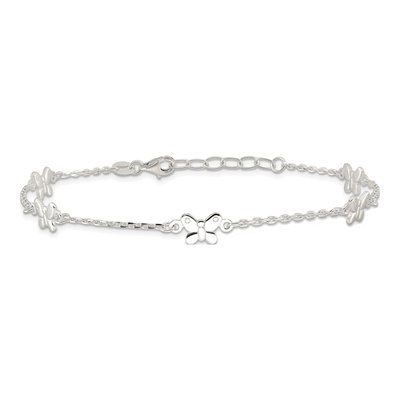 Sterling Silver Butterfly Anklet – view 4