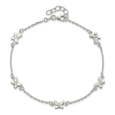 Sterling Silver Butterfly Anklet – view 5