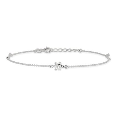 Sterling Silver Turtle Station Anklet – view 4