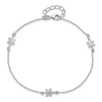 Sterling Silver Turtle Station Anklet – view 5