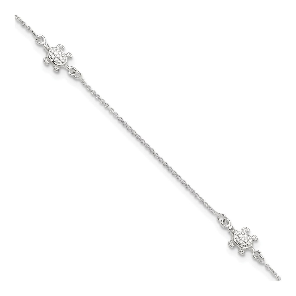 Sterling Silver Turtle Station Anklet