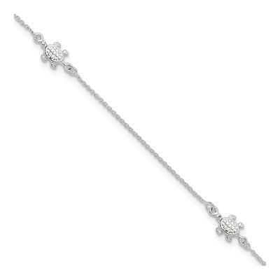 Sterling Silver Turtle Station Anklet