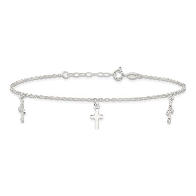 Sterling Silver Cross Anklet – view 4