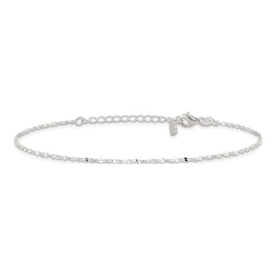 Sterling Silver 1mm Twisted Serpentine Anklet – view 4