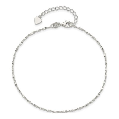 Sterling Silver 1mm Twisted Serpentine Anklet – view 5