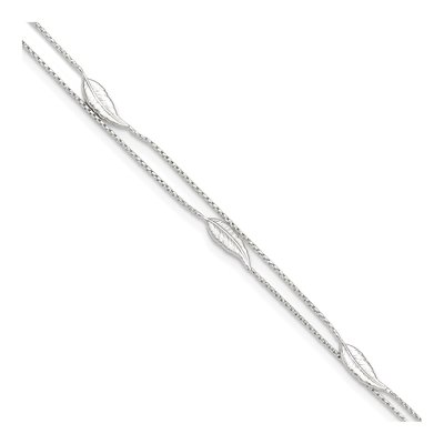 Sterling Silver 2-Strand Feather Anklet