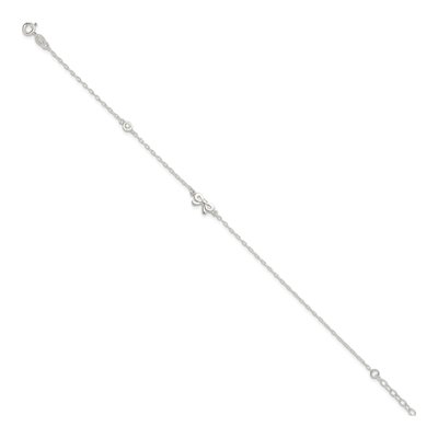 Sterling Silver CZ Bow Plus Anklet – view 3