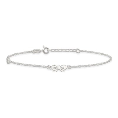 Sterling Silver CZ Bow Plus Anklet – view 4