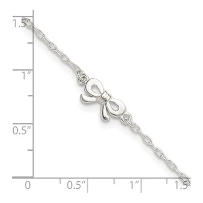 Sterling Silver CZ Bow Plus Anklet – view 8