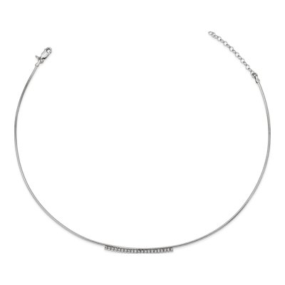 Sterling Silver CZ Round Omega Necklace – view 2