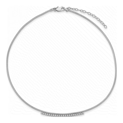 Sterling Silver CZ Round Omega Necklace – view 3