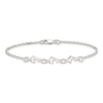 Sterling Silver Dolphins Anklet – view 4