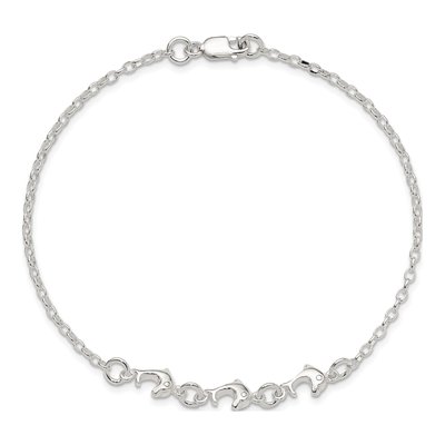 Sterling Silver Dolphins Anklet – view 6