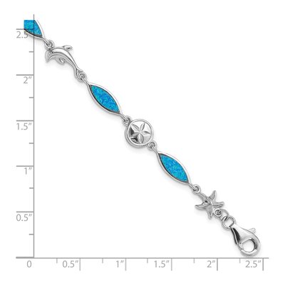 Sterling Silver Lab-Created Opal Sea Life Bracelet – view 4