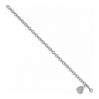 Sterling Silver Glitter Enamel Heart Charm Bracelet – view 3