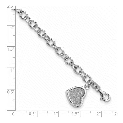Sterling Silver Glitter Enamel Heart Charm Bracelet – view 4