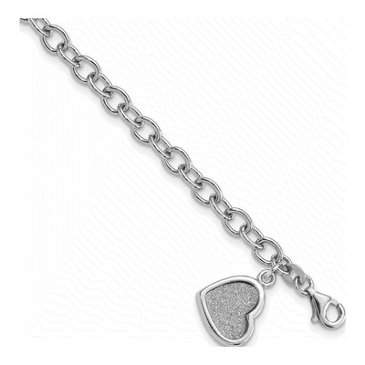 Sterling Silver Glitter Enamel Heart Charm Bracelet