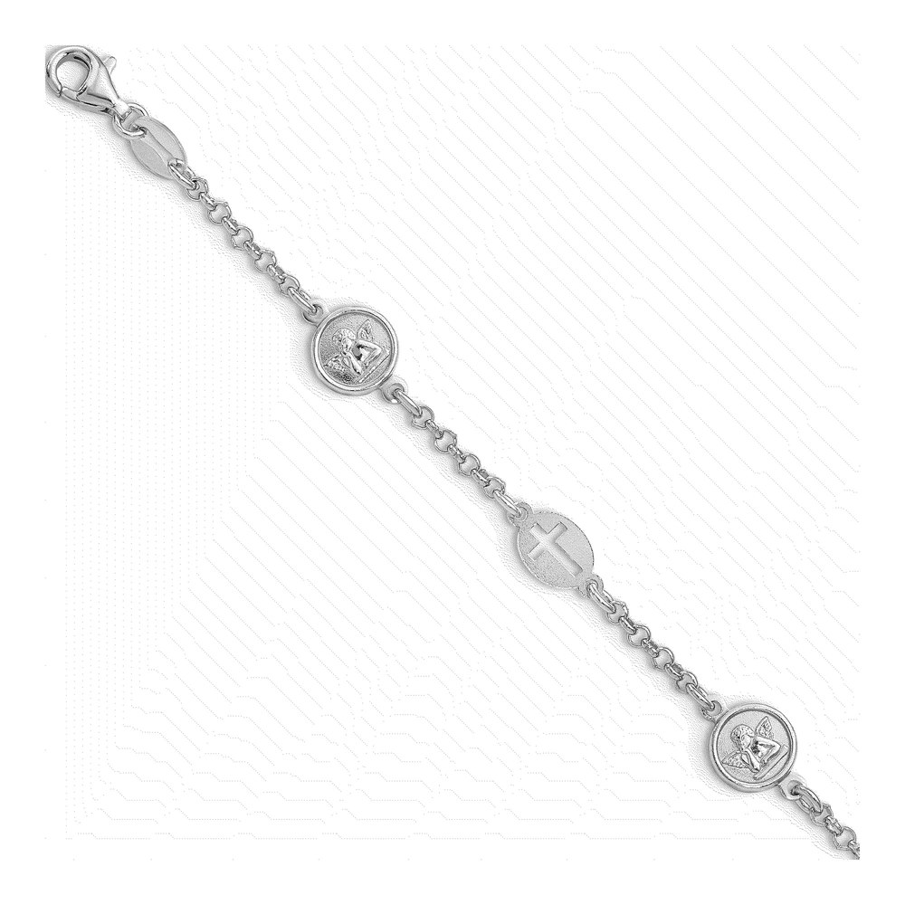 Sterling Silver Cross Angel Bracelet