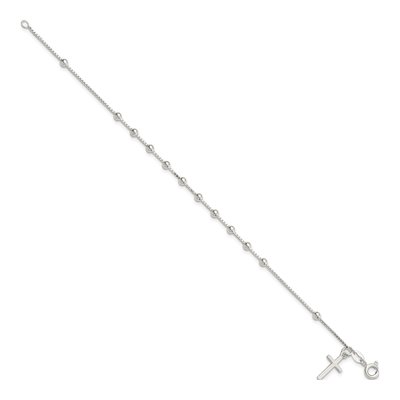 Sterling Silver Beaded Cross Bracelet – view 3