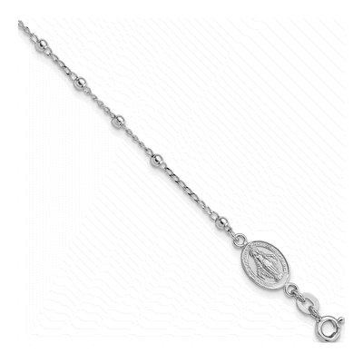 Sterling Silver Miraculous Medal Cross Bracelet