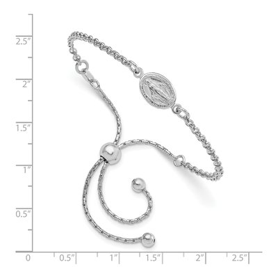 Sterling Silver Miraculous Medal Adjustable Bracelet – view 3