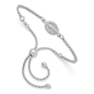 Sterling Silver Miraculous Medal Adjustable Bracelet