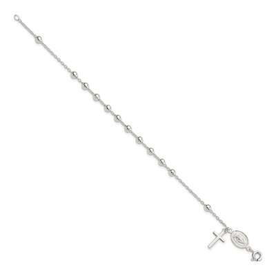 Sterling Silver Beaded Rosary Bracelet – view 3